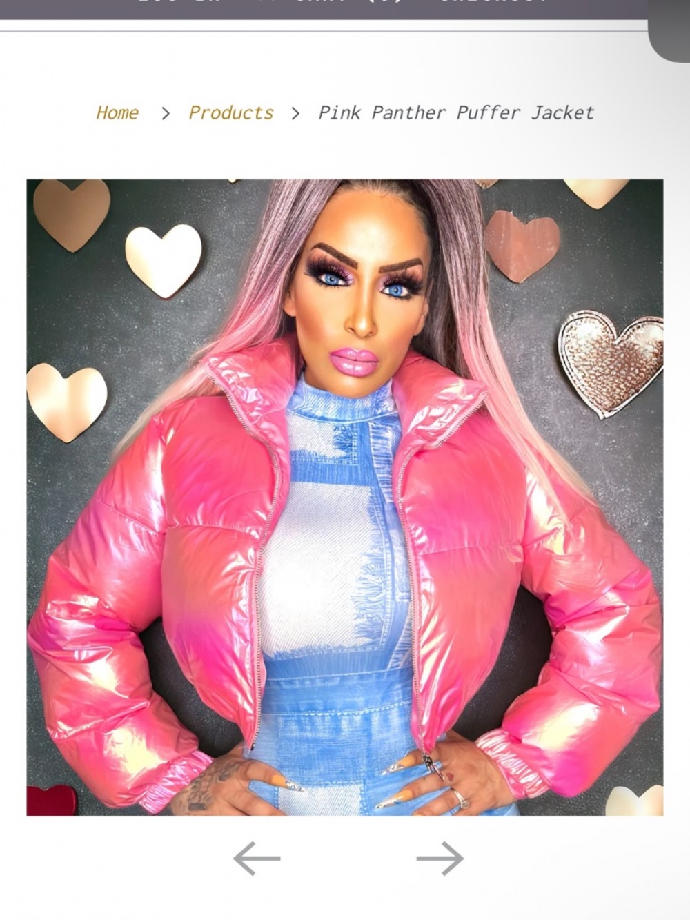 Pink Iridescent Cropped Puffer Jacket